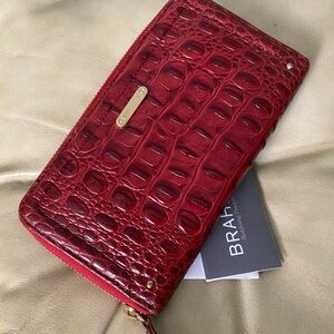 Brahmin Cranberry Red Vintage Suri Zip Around Wallet Melbourne Leather